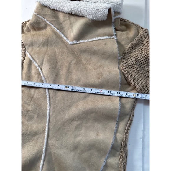 KNOX ROSE Womens Camel Beige Faux Shearling Suede Open Cardigan Sweater S NWOT - Picture 11 of 12